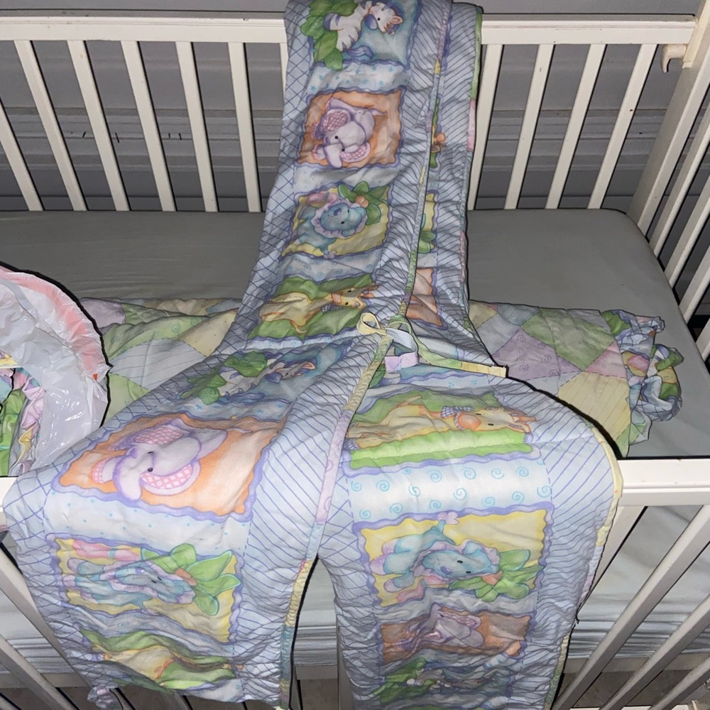 Jungle Safari Gray/Tan/White Nursery USD 6-Piece Baby Crib Bedding Set V… - Picture 8 of 15